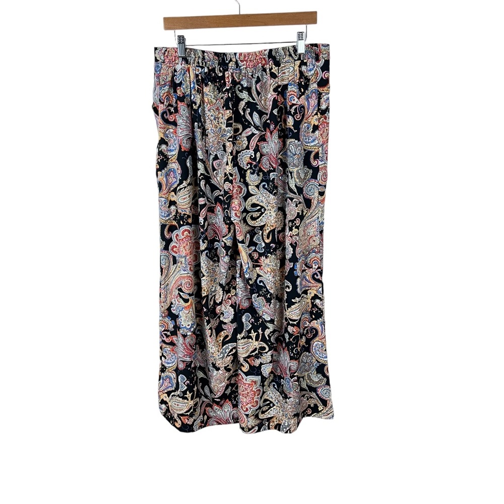 Zexxxy NWT Paisley Printed Wide Leg Pants Elastic Waist Sz 2XL